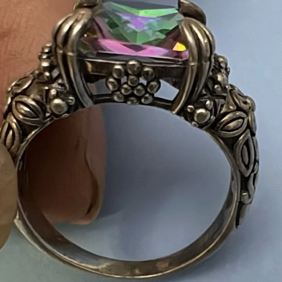 Vintage Sterling Silver 925 Large Mystic Topaz Stunning Ring Size 9 - Picture 9 of 16
